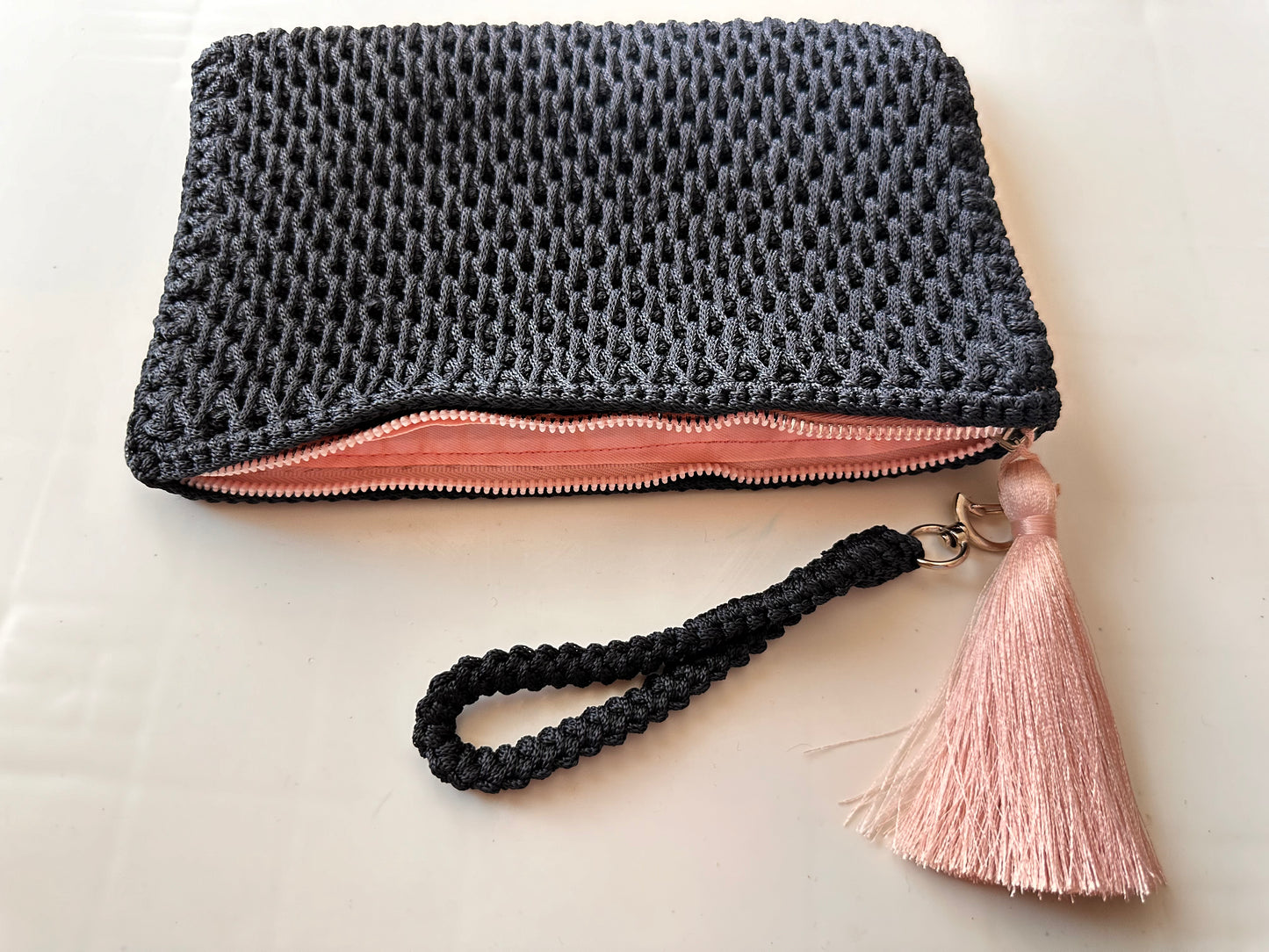 Navy Blue Hand-Crocheted Luxury Clutch Bag