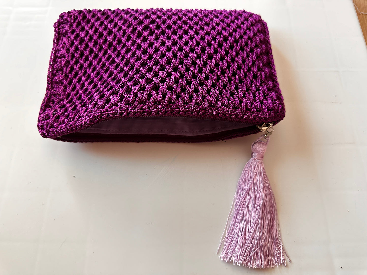 Purple Hand-Crocheted Luxury Clutch Bag